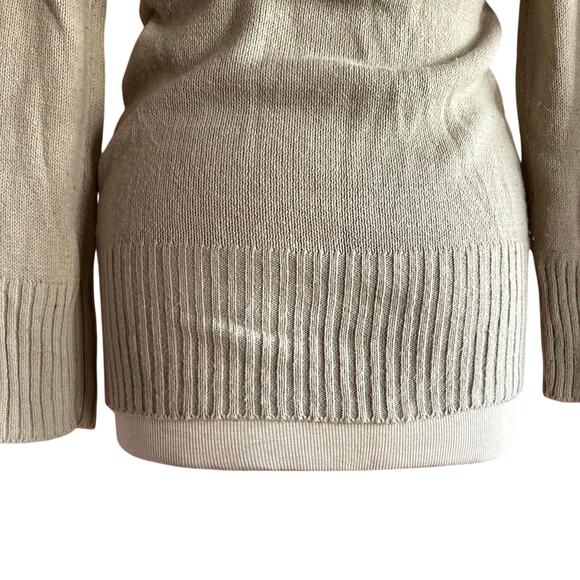Womens Sweater Size Medium Tan Long Fitted Preppy Western Classic Minimalist - Picture 4 of 8